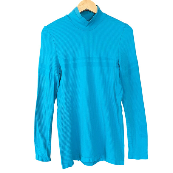 Salomon Essential Warm Top Base Layer Mock Neck Long Sleeve Blue Size Medium NEW - Picture 2 of 9